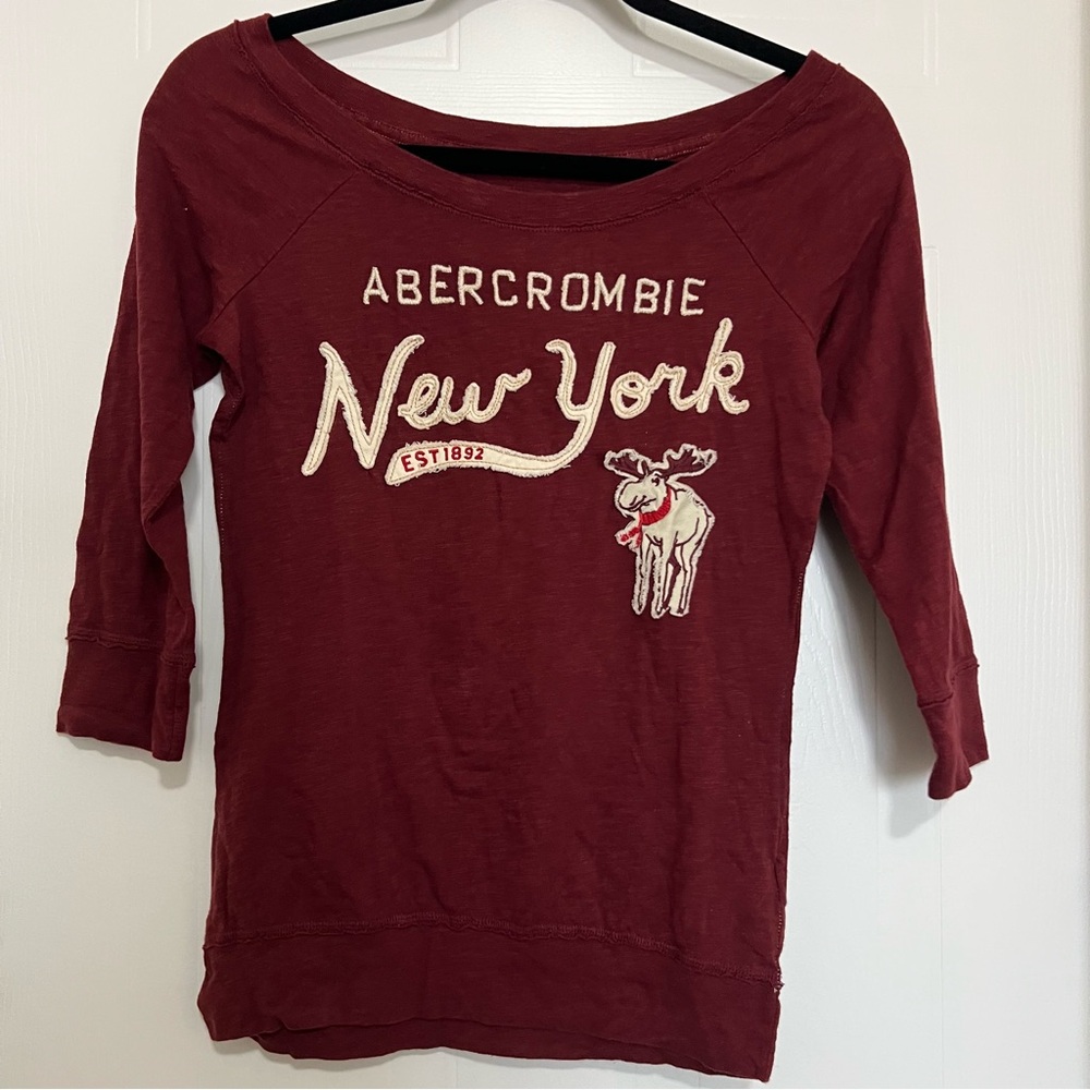 Abercrombie Kids Red Long Sleeve Tee